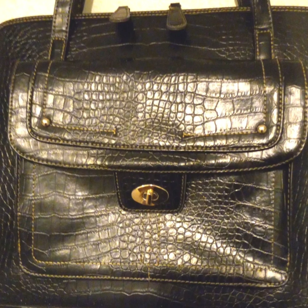 Black Croc Laptop Bag